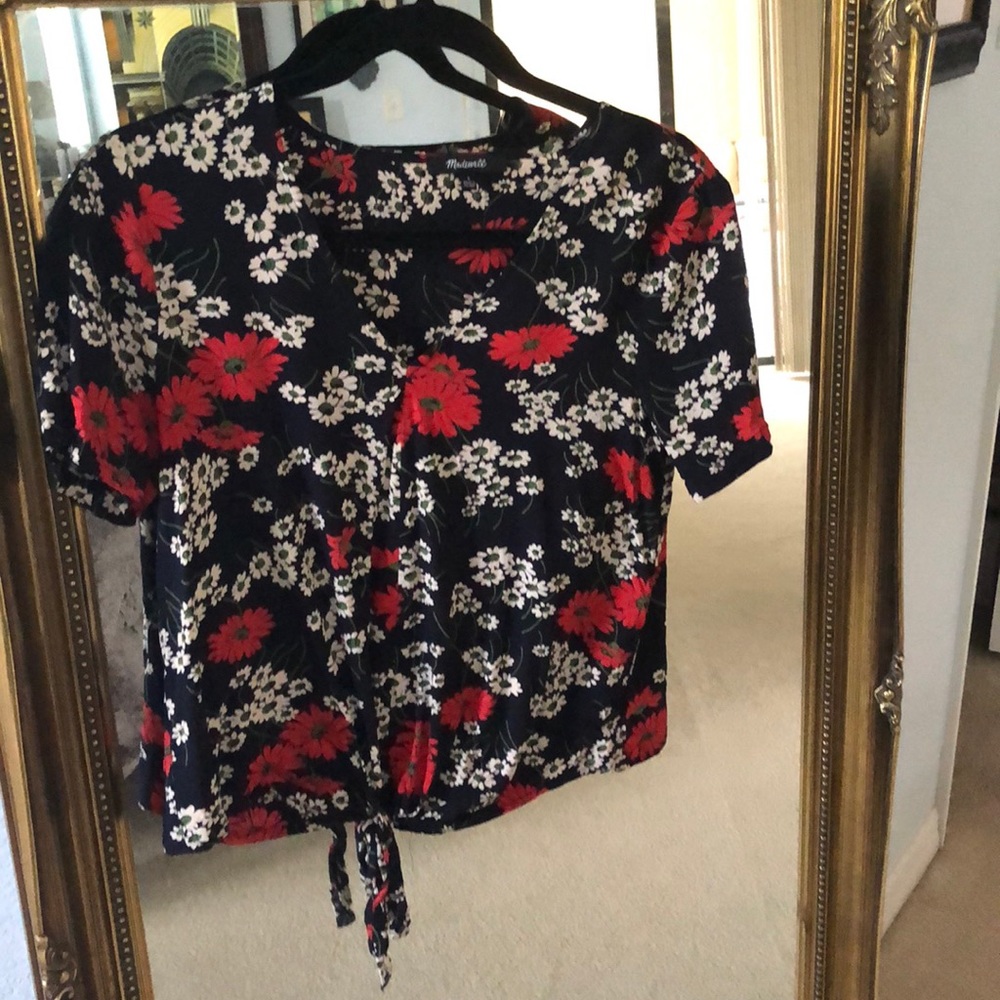 Madewell Hillside Daises Tie Front Top